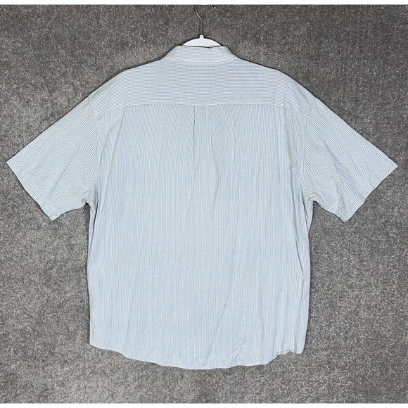 Old Navy Short Sleeve Mini Check Button Up‎ Shirt Mens Size XL Blue White Cotton - Picture 2 of 10